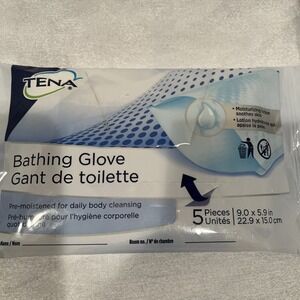 New-  TENA ProSkin Bathing Gloves Pre-moistened 5.9"X 9" - 1 Package Of 5 Gloves